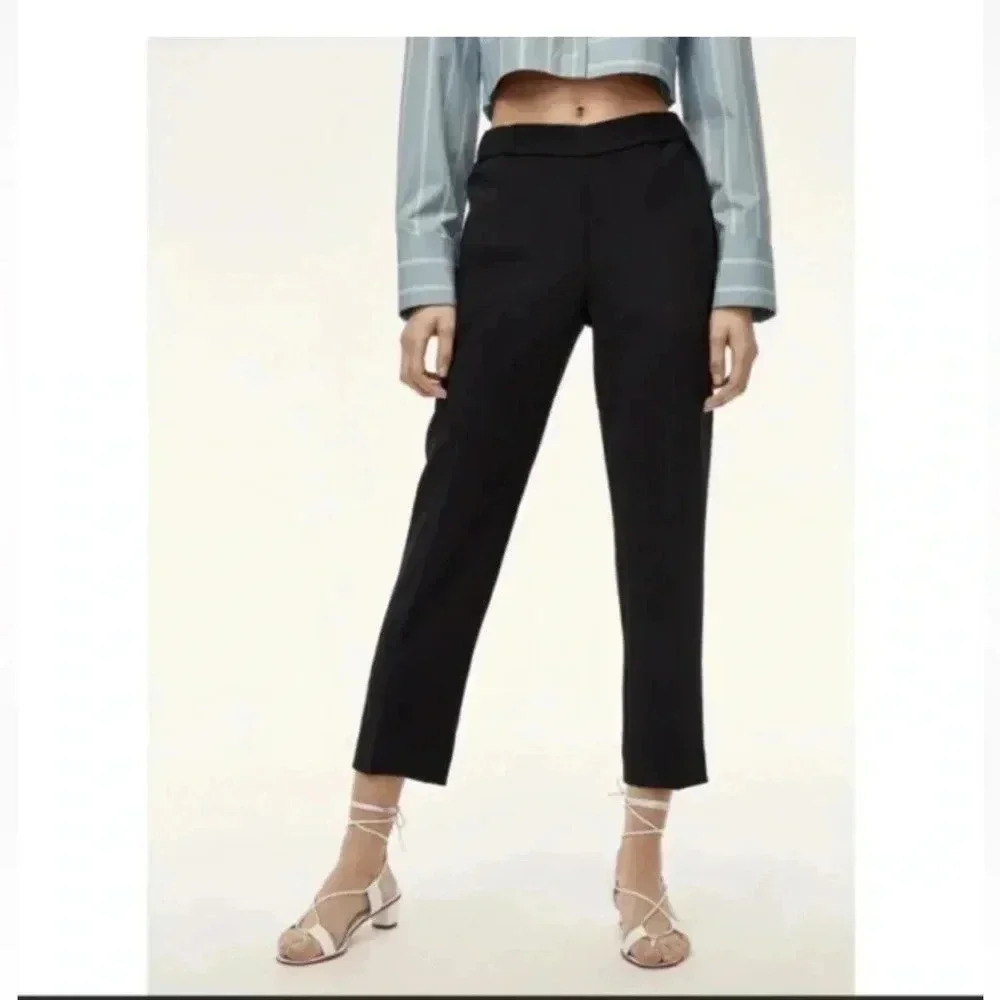 Aritzia Wilfred Crepe Darontal Pull On Pants Trousers Black Office‎ Wear Size 2
